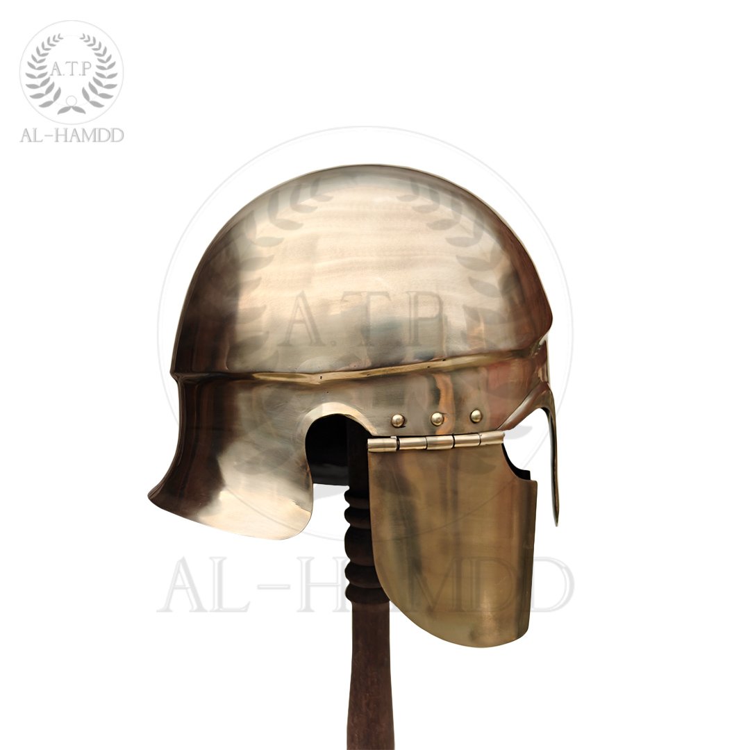Chalcidian Helmet made of brass for Greek era reenactors and hoplites