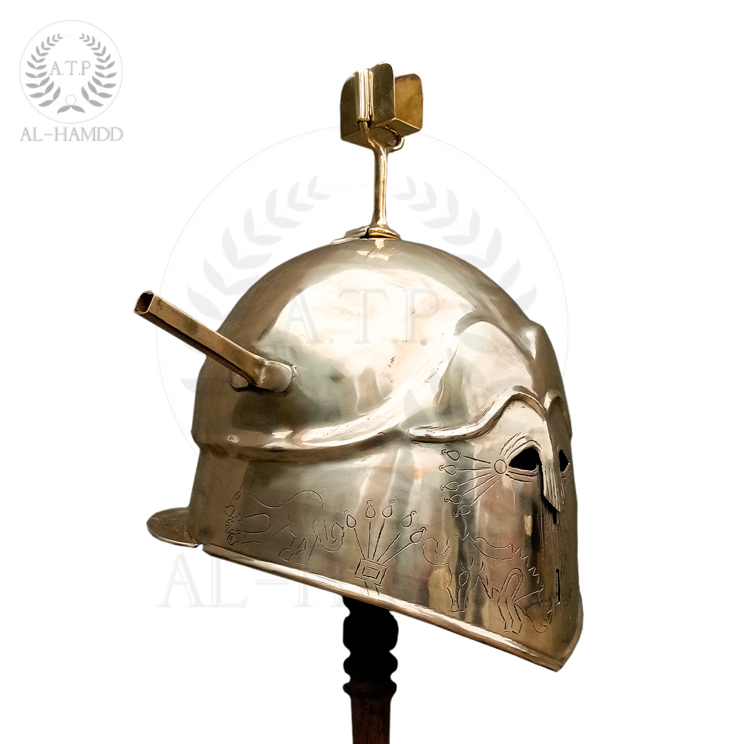 Apulian Corinthian Helmet reconstructed for reenactment purposes. Suitable for reenactors and Apulian history enthusiasts