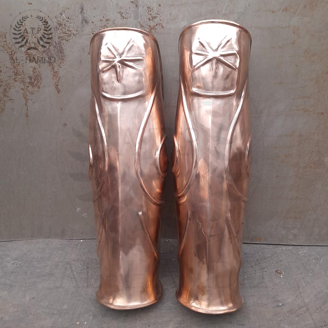 VI Century Reenactment Greek Greaves replica made of bronze. The pair is also available in brass.